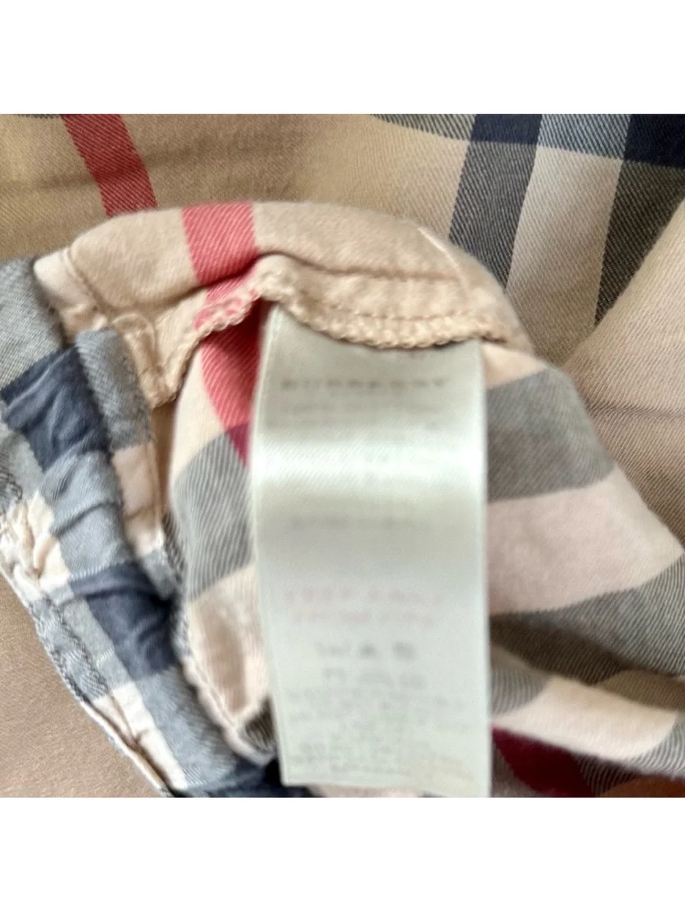 Burberry Beige Plaid Button-Front Shirt with tan and black Accents - Picture 5 of 7